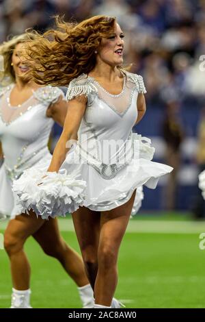 Indianapolis, Indiana, USA. 1er décembre 2019. Indianapolis Colts cheerleaders effectuer dans la première moitié du match entre les Tennessee Titans et les Indianapolis Colts au Lucas Oil Stadium, Indianapolis, Indiana. Crédit : Scott Stuart/ZUMA/Alamy Fil Live News Banque D'Images