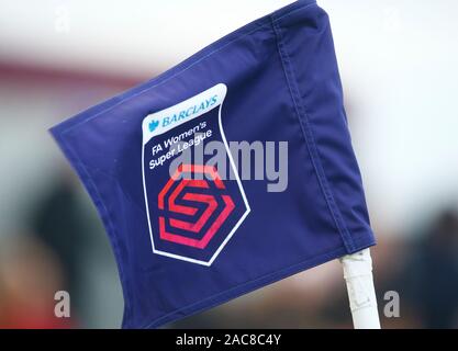 Dagenham, UK. 1er décembre 2019. Drapeau Cornor.au cours de la Barclays Women's super match de championnat entre West Ham United Manchester United et les femmes au stade vert jonc sur Décembre 01, 2019 à Dagenham, en Angleterre. (Photo par AFS/Espa-Images) Credit : Cal Sport Media/Alamy Live News Banque D'Images