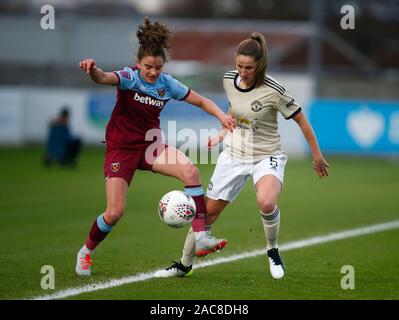 Dagenham, UK. 1er décembre 2019. Au cours de la Barclays Women's super match de championnat entre West Ham United Manchester United et les femmes au stade vert jonc sur Décembre 01, 2019 à Dagenham, en Angleterre. (Photo par AFS/Espa-Images) Credit : Cal Sport Media/Alamy Live News Banque D'Images