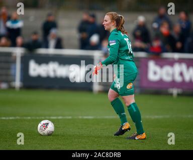 Dagenham, UK. 1er décembre 2019. Courtney Brosnan de West Ham United WFC .au cours de la Barclays Women's super match de championnat entre West Ham United Manchester United et les femmes au stade vert jonc sur Décembre 01, 2019 à Dagenham, en Angleterre. (Photo par AFS/Espa-Images) Credit : Cal Sport Media/Alamy Live News Banque D'Images