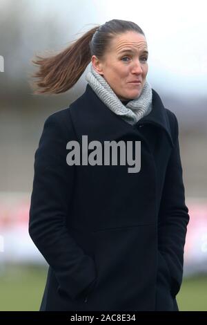 Dagenham, UK. 1er décembre 2019. Casey Stoney manager de Manchester United .femmes au cours de la Barclays Women's super match de championnat entre West Ham United Manchester United et les femmes au stade vert jonc sur Décembre 01, 2019 à Dagenham, en Angleterre. (Photo par AFS/Espa-Images) Credit : Cal Sport Media/Alamy Live News Banque D'Images