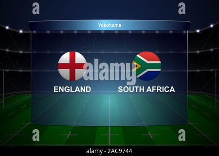 L'Angleterre contre l'Afrique du Sud, le Rugby Cup modèle graphique diffusion scoreboard Illustration de Vecteur