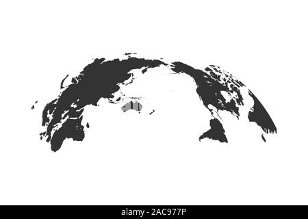 Carte du monde centré Pacifique Monde isolé sur fond blanc Illustration de Vecteur