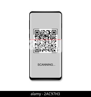 Smartphone réaliste immersive avec scan qr code Illustration de Vecteur
