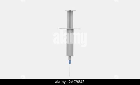 Le rendu 3D d'une seringue médicale isolée dans l'arrière-plan studio couleur Banque D'Images