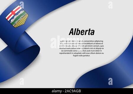 Forme un ruban ou une bannière avec drapeau de l'Alberta. Province du Canada. Modèle pour la conception de l'affiche Illustration de Vecteur