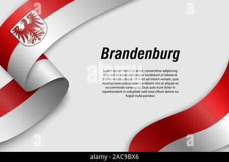 Forme un ruban ou une bannière avec drapeau de Brandebourg. État de l'Allemagne. Modèle pour la conception de l'affiche Illustration de Vecteur