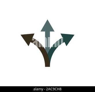 Flèche, trois cours, l'icône de direction. Vector illustration design plat, Illustration de Vecteur