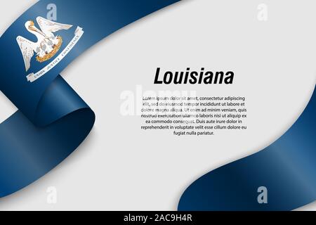 Forme un ruban ou une bannière avec un drapeau de la Louisiane. État des USA. Modèle pour la conception de l'affiche Illustration de Vecteur