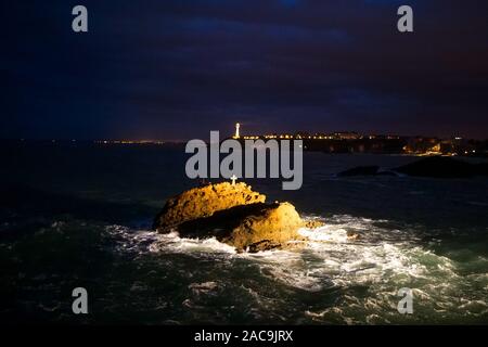 Le rocher de la Vierge, la Sainte Vierge, rock, Biarritz Pyrénnées-Atlantiques, France Banque D'Images