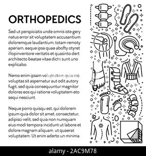 Outils de réadaptation des blessures, de l'orthopédie de l'affiche des icônes de ligne Illustration de Vecteur