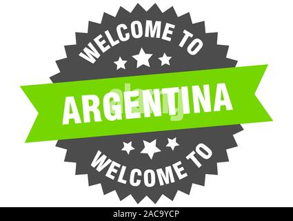 L'Argentine signe. Bienvenue à l'Argentine autocollant vert Illustration de Vecteur