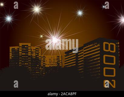 D'artifice du Nouvel an urban Banque D'Images