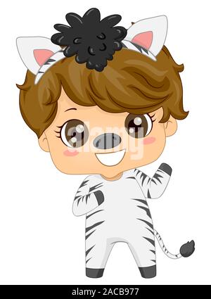 Illustration d'un Kid Boy Wearing Costume Safari Zebra Banque D'Images