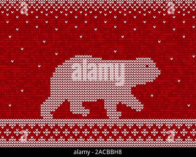 Tricot Noël de fond transparent avec vecteur de l'ours polaire Illustration de Vecteur