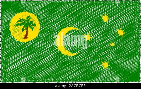 Style de dessin vectoriel Sketch - Cocos Keeling Islands Flag Illustration de Vecteur