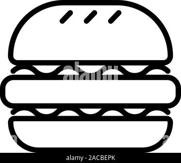 Symbole noir d'un hamburger, isolé sur fond blanc. Illustration de Vecteur