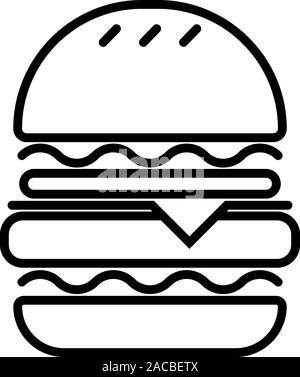 Symbole noir d'un hamburger, isolé sur fond blanc. Illustration de Vecteur