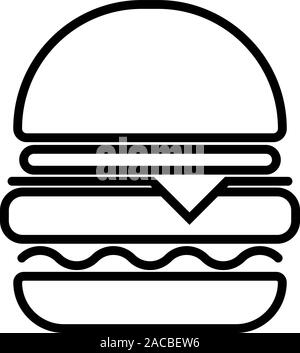 Symbole noir d'un hamburger, isolé sur fond blanc. Illustration de Vecteur