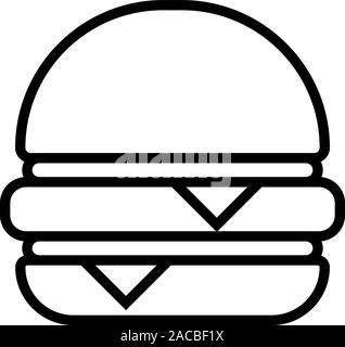 Symbole noir d'un hamburger, isolé sur fond blanc. Illustration de Vecteur