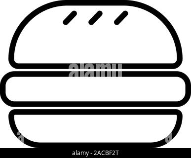 Symbole noir d'un hamburger, isolé sur fond blanc. Illustration de Vecteur