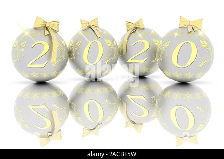 Nouvelle année 2020. Nouvelle année 2020 en nombre et avec décoration de Noël. Banque D'Images