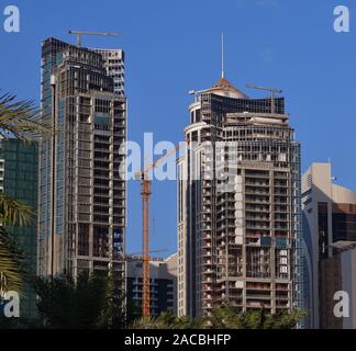 Site de construction et gratte-ciel à Doha, Qatar Banque D'Images