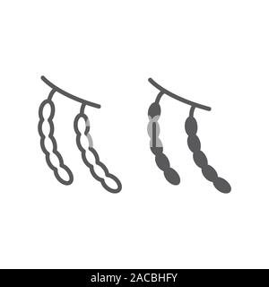 Les haricots rouges et la ligne icône glyphe, fruits et légumes, légumineuses, signe des graphiques vectoriels, un motif linéaire sur un fond blanc. Illustration de Vecteur