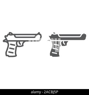 Pistolet Desert Eagle et ligne icône glyphe, de l'armée et d'armes de poing, signer, le vectoriel, un motif linéaire sur un fond blanc. Illustration de Vecteur