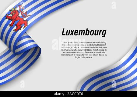 Forme un ruban ou une bannière avec drapeau du Luxembourg. Province de Belgique. Modèle pour la conception de l'affiche Illustration de Vecteur