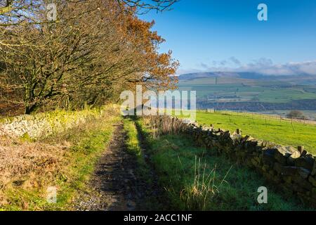 Le Kinder Scout plateau dans le Peak District, à partir d'un tracé sur le bord Broadhurst, près de New Mills, Derbyshire, Angleterre, RU Banque D'Images