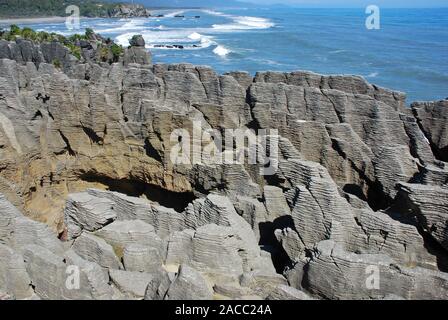 Pancake Rocks, Dolomite Point, Punakaiki, île du Sud, Nouvelle-Zélande Banque D'Images