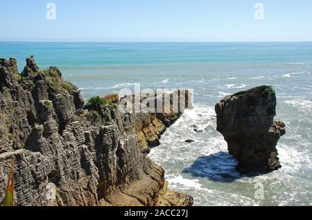 Pancake Rocks, Dolomite Point, Punakaiki, île du Sud, Nouvelle-Zélande Banque D'Images