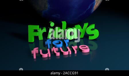 Illustration 3D afficher du texte vendredi pour les futures Banque D'Images