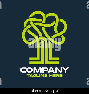 Arbre généalogique simple moderne et jardin logo. Vector illustration. Illustration de Vecteur