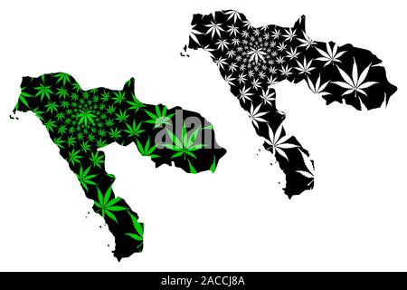 Région de Tabuk (Arabie Saoudite, Royaume d'Arabie saoudite, KSA) map est conçu de feuilles de cannabis vert et noir, Tabuk carte fait de la marijuana (marih Illustration de Vecteur