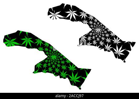 Région nord (régions de l'Arabie Saoudite, Royaume d'Arabie saoudite, KSA) map est conçu de feuilles de cannabis vert et noir, frontières Nord ma carte Illustration de Vecteur