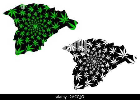 Région de la grêle (régions de l'Arabie Saoudite, Royaume d'Arabie saoudite, KSA) map est conçu de feuilles de cannabis vert et noir, Ha il carte fait de la marijuana (marihu Illustration de Vecteur