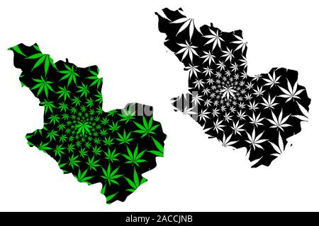 Al Madinah (Arabie Saoudite, Royaume d'Arabie saoudite, KSA) map est conçu de feuilles de cannabis vert et noir, Médine carte fait de la marijuana Illustration de Vecteur