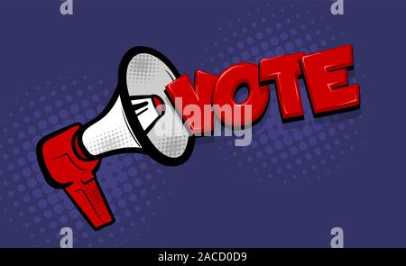 Mégaphone voter 2020 USA texte comic speech bubble pop art Illustration de Vecteur