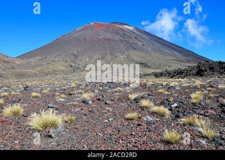 Le mont Ngauruhoe (Mount Doom) à Tongariro Alpine Crossing sur l'Île du Nord, en Nouvelle-Zélande. Journée de randonnée le plus célèbre de Nouvelle-Zélande. Banque D'Images