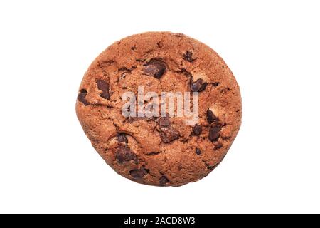 Chambre double chocolate chip cookie ou biscuit - Vue de dessus isolé sur fond blanc Banque D'Images