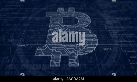 Projet de création de symbole Bitcoin. Concept abstrait d'blockchain la technologie, internet et l'argent virtuel devise crypto icon 3d illustration. Dimensions d Banque D'Images