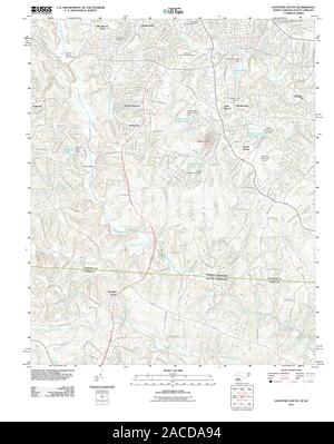 Carte TOPO USGS Gastonia NC Caroline du Sud au Sud 20110823 Restauration TM Banque D'Images