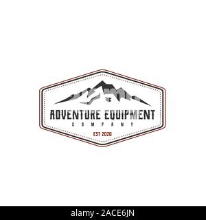 Dessiné à la main Vintage Retro design logo Montagne Illustration de Vecteur