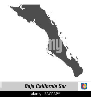 Carte de haute qualité avec l'État du pavillon du Mexique - Baja California Sur Illustration de Vecteur