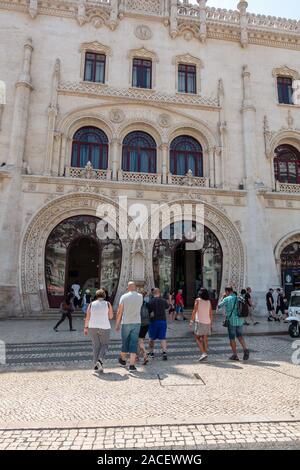 Entrée privée, gare Rossio, Lisbonne Portugal, août 2019, Banque D'Images