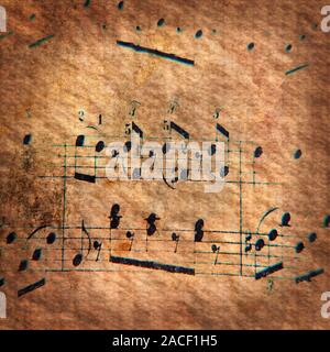 Grunge vintage notes de musique en fond style marron 12x12 vignette papier numérique. Éléments de la page Résumé de la musique de fond pour vos projets graphiques Banque D'Images