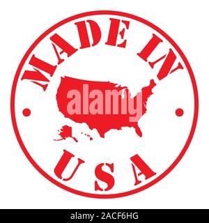 Timbre rouge made in USA avec une carte d'Amérique Vector illustration EPS 10 Illustration de Vecteur