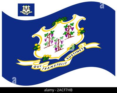 Drapeau Connecticut Wave Vector illustration EPS 10. Illustration de Vecteur